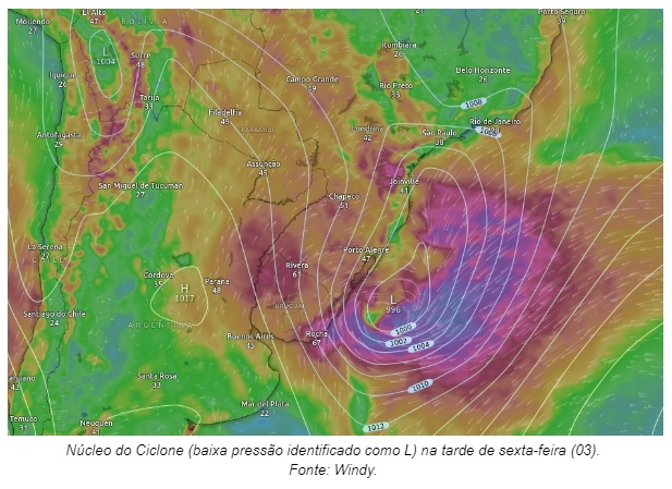 Forte ciclone deve atingir o Sul do Brasil