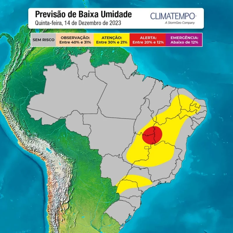 Onda de calor: Temperatura começa subir nesta quinta-feira (14) e derruba a umidade em todo Brasil