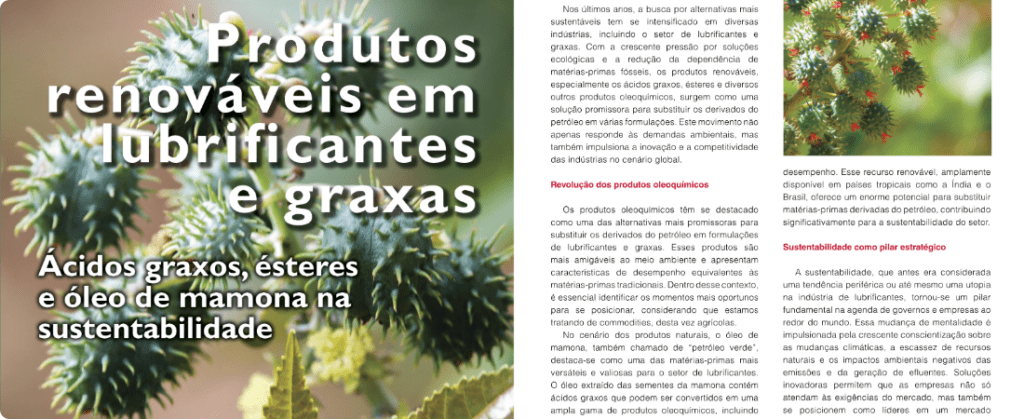 Produtos renováveis em lubrificantes e graxas